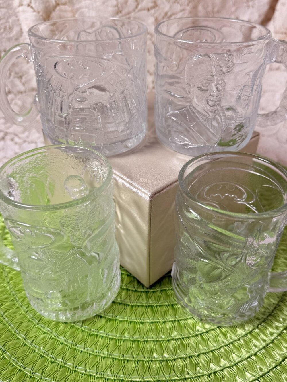 Vntg 1995 McDonald's Batman Forever Glasses, Two Face, Riddler, Batman & Robin